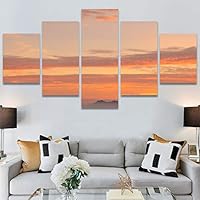 SIGNWIN 5 Panel Canvas Wall Art Sunset in The Mountains for Home Decorations Ready to Hang - 60