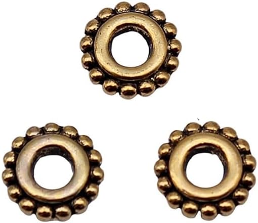 Spacer Cord Ends for Jewelry Making, 5.6x5.6mm, Antique Gold Color, 100 Pieces