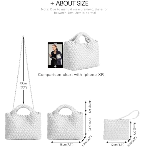 Image of Woven Tote Bag for Women with Coin Purse, Foldable Chain Small Crossbody Handbags, Fashion Shoulder Bag, Hobo Satchel