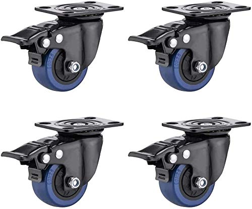 LanXin 2-Zoll-Schwerlastrollen Rad orange Tragfähigkeit 300 kg Tragfähigkeit Trolley Möbel Caster mit Platte 4 Satz Multiple Color Größe: (4 × ohne Bremse) (Color : Blue, Size : (4×with Brake)) Cover