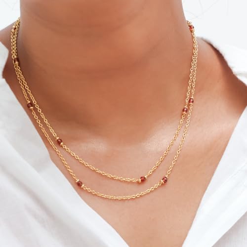 Gempires Natural Station Necklace, Handmade jewelry With 34 + 2 Inch 14k Yellow Gold Plated Adjustable Chain2