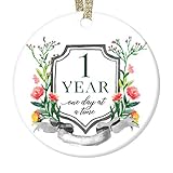 DIGIBUDDHA First Year Sobriety Christmas Ornament Gift Ceramic Collectible Anniversary 1 One Yr...
