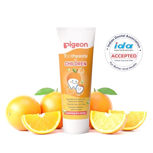 Image of Pigeon Children Orange Toothpaste 45 g | Gentle Daily Oral Care for Kids | pH-Balanced Formula | Mild Orange Flavour