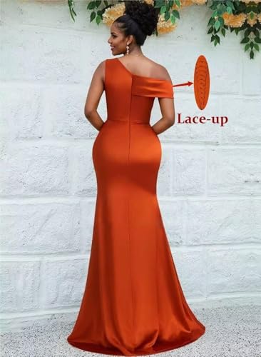 Satin One Shoulder Bridesmaid Dresses for Women Long Corset Prom Dress Mermaid Formal Evening Gown BD7093