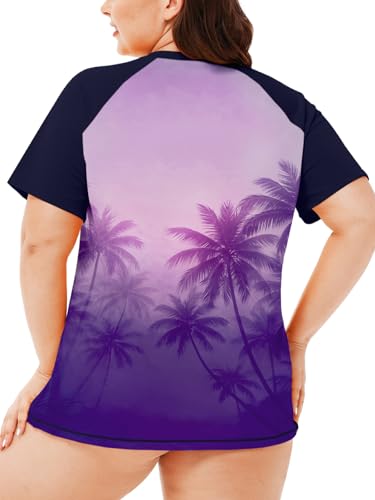 Image of AOBUTE Womens Plus Size Rash Guard Shirts Short Sleeve Swim Top UV UPF 50+ Sun Protection Swimwear Swimsuit