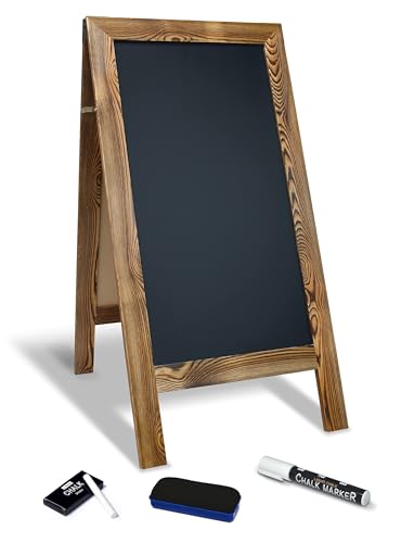 Better Office Products Magnetic A-Frame Chalkboard Sign, Extra Large 20' x 40', Standing Chalkboard Easel, with Chalk Marker + Chalk & Eraser, Sandwich Board Outdoor Sidewalk Sign,(Rustic Brown)