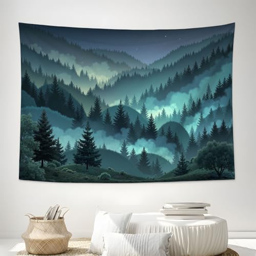 Tapisserie murale forêt brumeuse DACRWEKZ 180x230cm grand format pour décoration salon