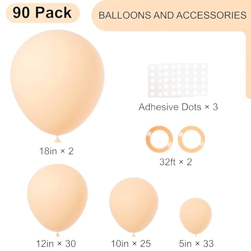 Image of Voircoloria 90pack Blush Balloons Different Size 18 /12 /10 /5 Inch Blush Balloon Garland Arch Kit for Graduation, Wedding, Birthday, Princess Theme Party, Valentine's Day Party Decorations