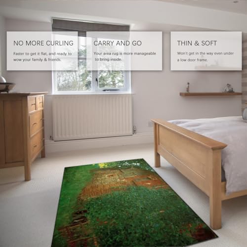 Tapis de salon Gustav Klimt lavable 90x150cm rustique lierre vert imprimé
