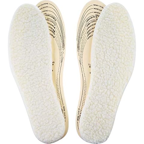 Frienda 2 Pairs Wool Shoe Insoles for Cold Weather Cut to Size Fluffy Shoes Insert Unisex All Size Inner Insole Cosy Warm with Size Chart Imitation Wool Insoles, Beige Cover