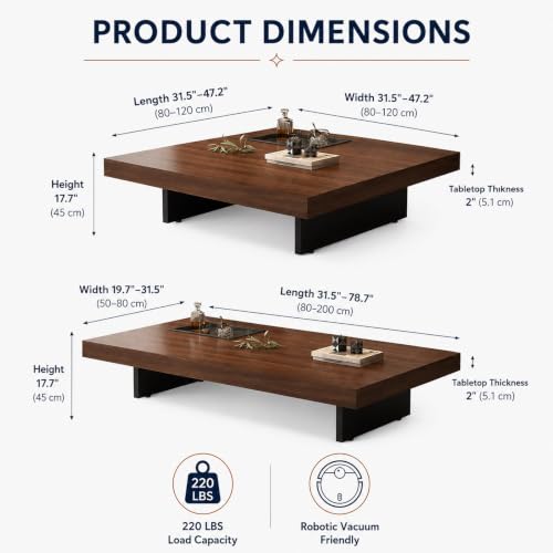 Table basse rectangulaire table de salon bois massif meuble bas long 120cm