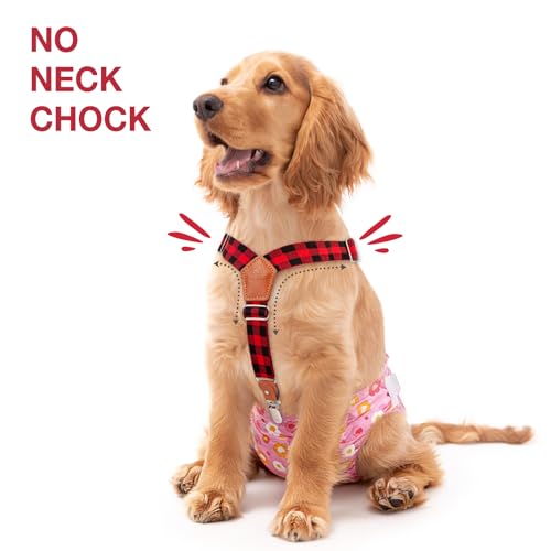 Image of Pet Soft Dog Suspenders 2 Pieces Female Dog Diaper Suspenders for Dogs Diaper Keeper Suspender for Dogs Skirt, Dress, Diapers (Plaid, XS /S)