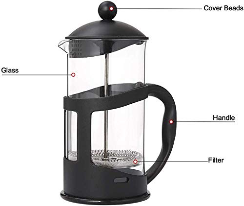 Image of 3D CREATIONS French Press Coffee And Tea maker Cold Brew Foam Maker 4 level filtration Heat Resistance Borosilicate Glass 800 ML.