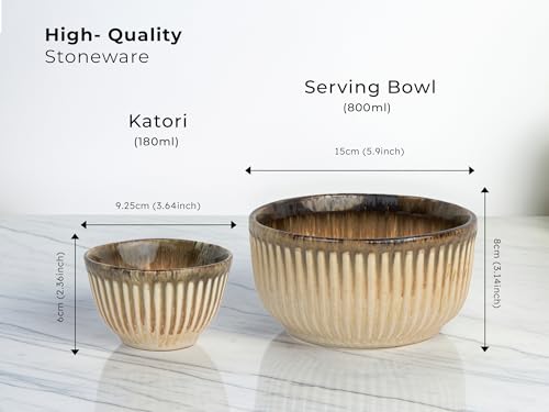 Image of Bodhi House Premium 20-Piece Stoneware Dinner Set Serving for 6 - Handcrafted Ceramic Plates, Bowls & Serving Bowls | Microwave & Dishwasher Safe | Elegant Modern Tableware Crockery Rustic Sand Beige