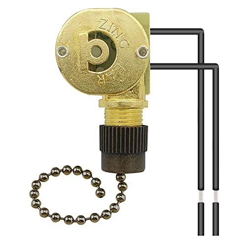 Image of Metal Pull Chain Switch Zing Ear ZE-109M Heavy Duty, Bronze | Durable 2 Wire Ceiling Fan Light ON /OFF Control Replacement for Hunter Ceiling Fans Wall Lamps Cabinet Light