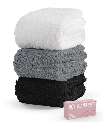 [CLOSEMATE] 靴下 レディース モコモコ靴下 あったか ルームソックス 防寒保温 3足セット 23-28cm ギフトボックス 通気吸湿発熱 厚手 自宅 睡眠 冬 無地