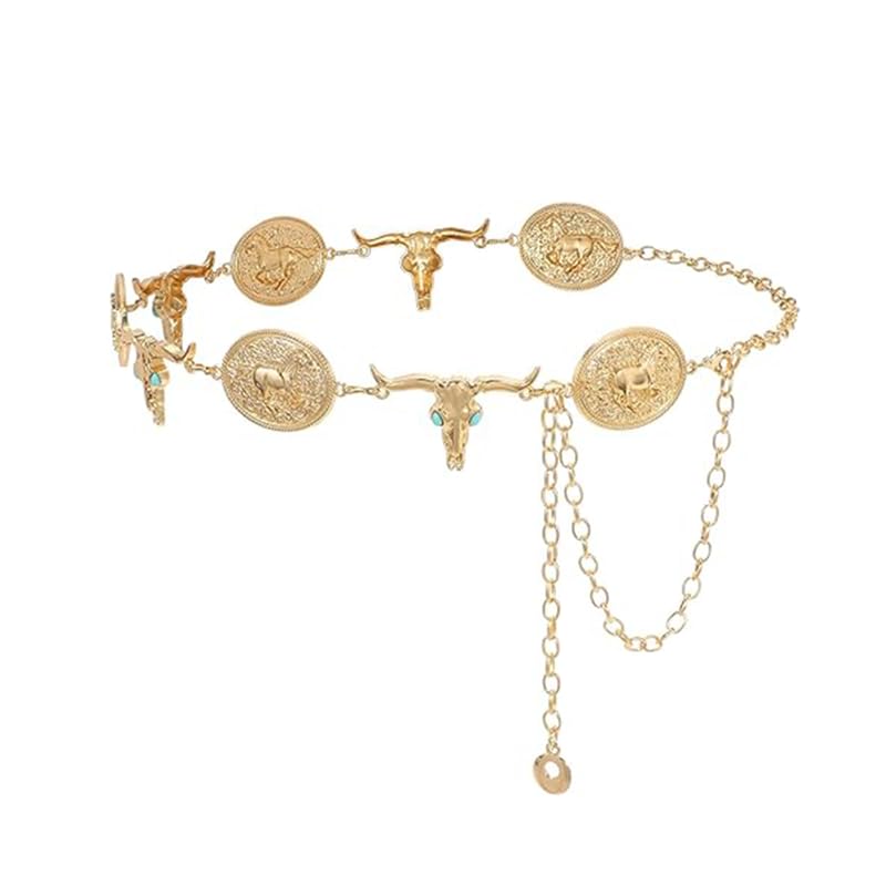 Western Vintage Chain Belt – Boho Cowgirl Style for Women – Adjustable, Lightweight, Foldable with Metal Buckle – Great for Dresses, Jeans, or Concert Looks2