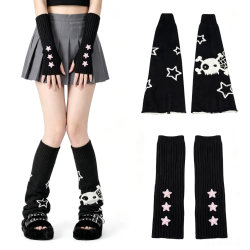 Image of Star Arm Warmers Print Two Side Wear Leg Warmers Set Y2k Girls Japanese Kawaii Harajuku Accessory