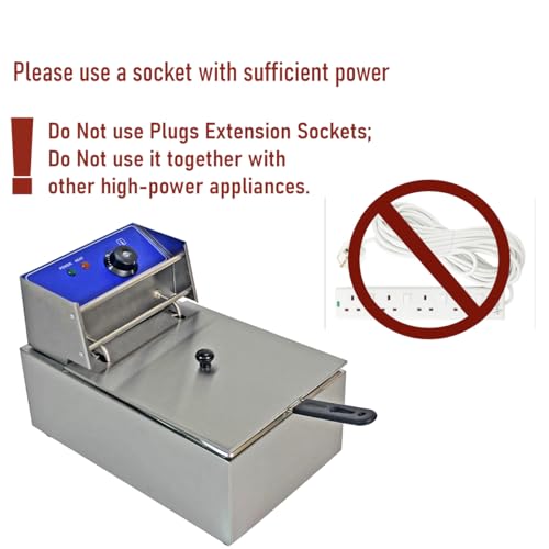 Electric Fat Fryer Deep Fryer Commercial Stainless Steel Chip Fryer Fat Tank 10L 2500W with Lid - Image 3