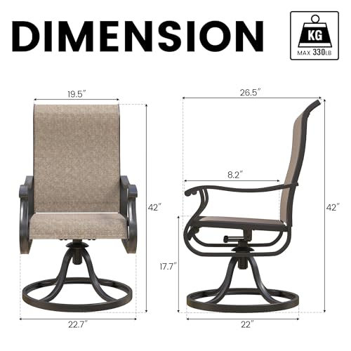 image for VONZOY Patio Swivel Chairs Set of 6, Outdoor Dining Chairs with High B