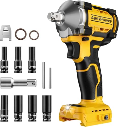 Cordless Impact Wrench for Dewalt Battery 20V, 600Ft-Lbs (814N.m) 1/2 Inch Brushless Impact Gun, 6...