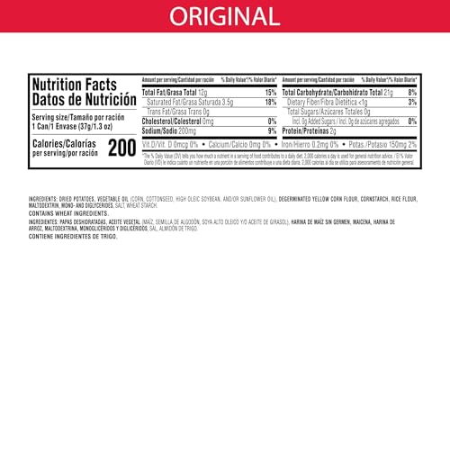 Pringles Potato Crisps Chips, Lunch Snacks, Office and Kids Snacks, Grab N' Go, Original (12 Cans)