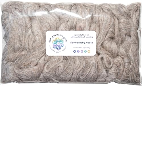 Image of Baby Alpaca Fiber for Spinning, Blending, Felting & Dyeing. Natural Combed Top Roving, Grey.