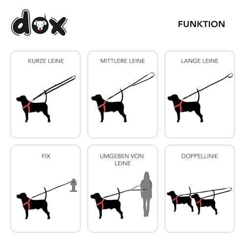 DDOXX Nylon Hundeleine - 2m, 3fach verstellbare Hundeleine für alle Hundegrößen - XS (Schwarz)