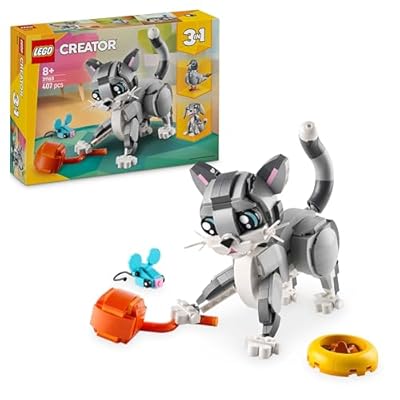 LEGO Creator 3in1 Playful Cat Toy - Animal Figure Transforms into a Pigeon or Pet Dog Model - Creative Birthday Gift for 8+ Year Old Girls & Boys - 31163
