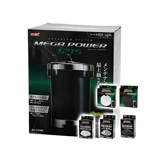 Amazon | メガパワー 1215 ＋ ろ材5種セット 水槽用外部