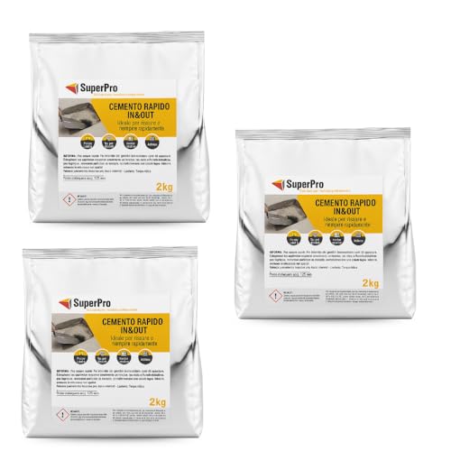 Paluplus 6 kg di Cemento Rapido, Riparazioni Veloci su Calcestruzzo, Ideale per Fughe e Malte, Uso Interno ed Esterno, per Intonaci e Pavimenti, 3CF x 2Kg -3001F