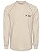 BOCOMAL FR Shirts for Men Melt Pocket Lightweight Crew T-Shirt NFPA2112/CAT2 Fire Resistant Work Shirt Heather Khaki