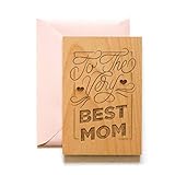 Very Best Mom Wood Mother's Day Card [Handmade Gifts for Mom, Birthday, Just Because]