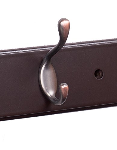 Birdrock Home Hook Coat And Hat Rack - 2 Pack - 6 Hooks - 27 Inches - Wall Mount - Decorative Home Storage - Entryway Foyer Hallway Bathroom Bedroom Rail - Oil Rubbed Bronze Hooks - Dark Brown Pine #TOP6
