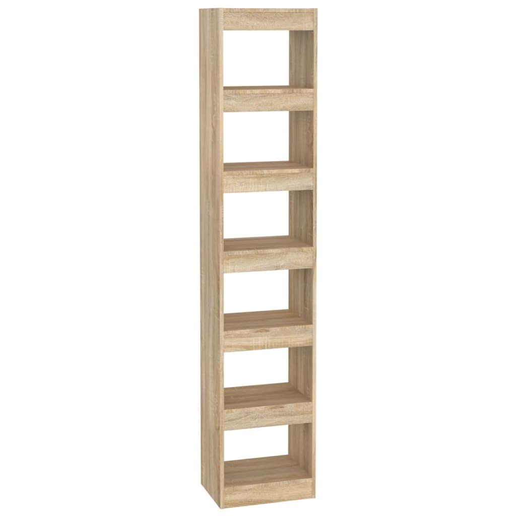 Estantería de roble Sonoma de 40x30x198 cm en madera maciza fina para organización vertical