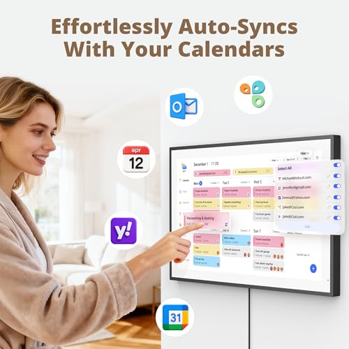 Image of Dragon Touch 21.5 Inch Digital Calendar Wall - 1920 * 1080 FHD Electronic Wall Calendar Family Planner with 32GB Storage and Wall Mount, Touchscreen Smart Desk Calendar - Black