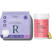 Rael Bundle - Disposable Underwear Size S-M, 10 Count & PMS Supplement for Women 28 Capsules