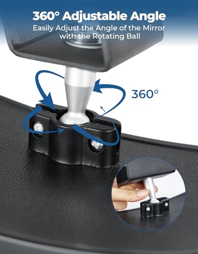 Image of KEMIMOTO Boat Rear View Mirror, Upgrade Marine Mirror with 300 Curved Surface, 4.5 inchx8 inch Boat Clamp Mirrors for Ski Boat Pontoon Boat Water Skiing Watercraft Surfing