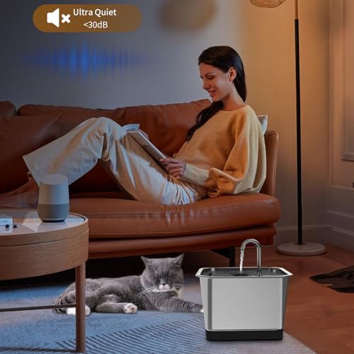 Fuente automática de agua para gatos acero inox 3.5L miniatura 2