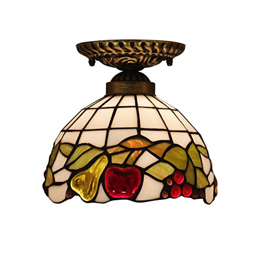 Genérico Lamparas techo, Lámpara de techo estilo M-INI, empotrada, con vitrales, for cocina, V-intage, forma fruta, for salón, dormitorio, pasillo, 20 x cm, color azul dorado(Fruit)