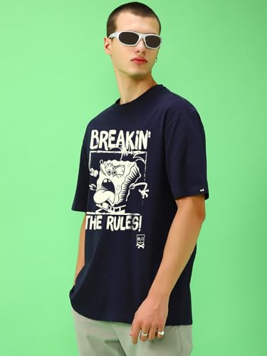 Image of Bewakoof Men's Graphic Print Oversized Fit T-Shirt