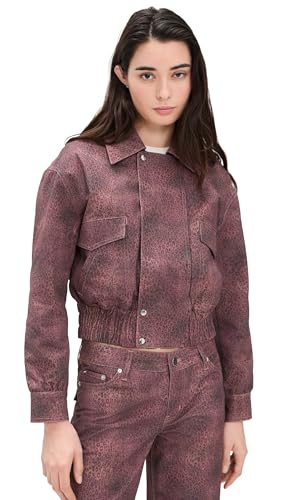 Peachy Den Womens Cicely Flight Bomber Red Leopard XS