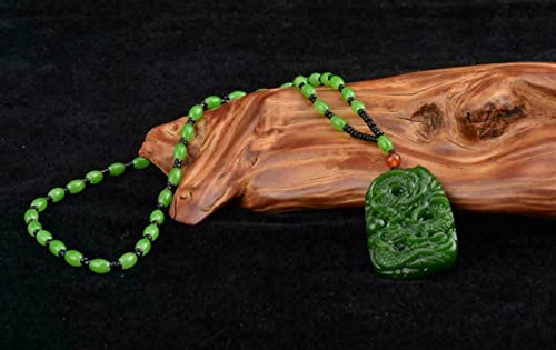 Collier dragon vert naturel sculpté à la main, bijou d'exception - 5