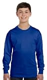 Hanes boys Youth ComfortSoft TAGLESS Long-Sleeve T-Shirt(5546)-DEEP ROYAL-XL