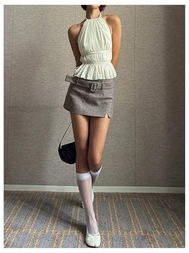 SOLY HUX Women's Ruffle Halter Neck Camisole Sleeveless Open Back Cute Party Going Out Tops4