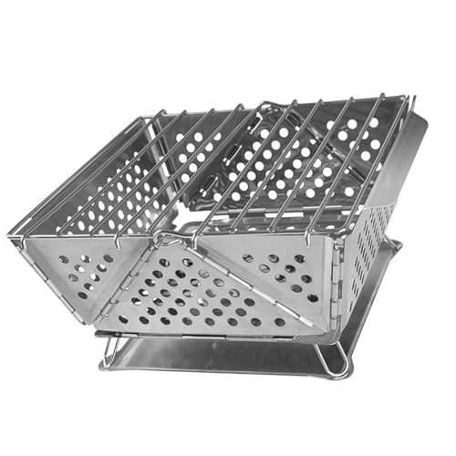 Parrillas portátiles de acero inoxidable para barbacoa de instalación rápida, estufa de campamento plegable con patas plegables y bolsa de transporte
