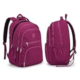 Mochila Grande 30L Nylon Impermeável Feminina Masculina Escolar Juvenil Notebook 15' — Mochila Preta Resistente com Múltiplos Bolsos, Leve, Casual e Reforçada para Escola e Viagens (Vinho)