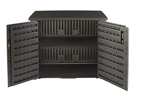 Rubbermaid Extra Large Decorative Patio Storage Cabinet, Weather Resistant, 123 Gal., Dark Teakwood, For Garden/Backyard/Home/Pool #TOP5