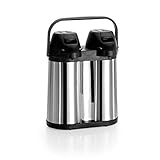 Doppelwandig WAS 3908 202 Edelstahl Pump-Isolierkanne Duo mit Tragegrif, Doppelwandig, 2 x 2,0 Ltr, 27 cm x 35 cm, 28.5 cm Höhe