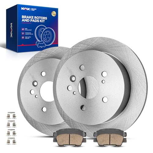 Image of KAX Rear Brake Kit, OE Brake Rotors and Ceramic Brake Pads | Fits Toyota Sienna 2006-2010, Toyota Sienna 2004-2005 3.3L, Automotive Replacement Brake Kit